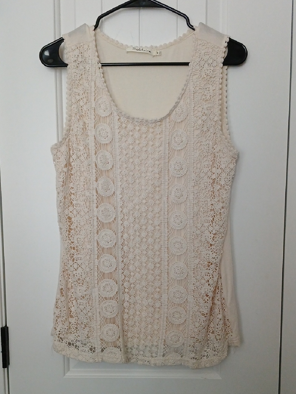 Solitaire Cream Crochet Lace Tank Top